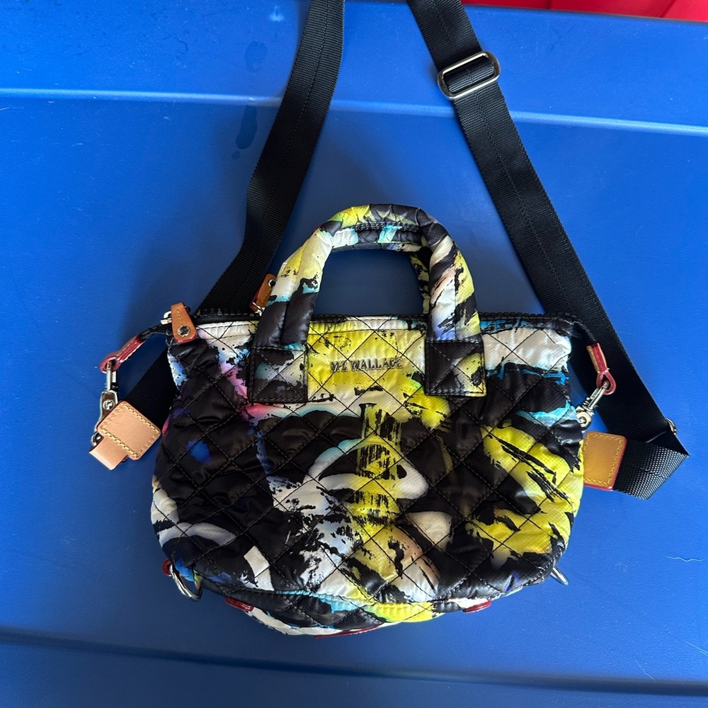MZ Wallace Black and Yellow Crossbody Bag with Adjustable Strap